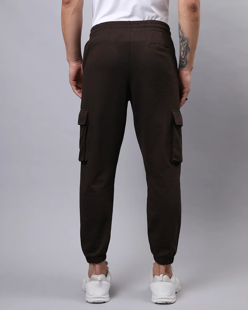 bewakoof  Men's Brown Oversized Cargo Warm Joggers for Men | Best Price UAE